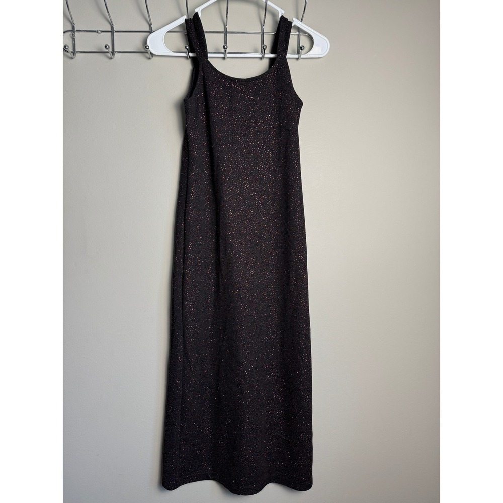 EKO Womens Black Red Glitter Sparkle Maxi Dress M Vintage 90s Y2K Party Glam